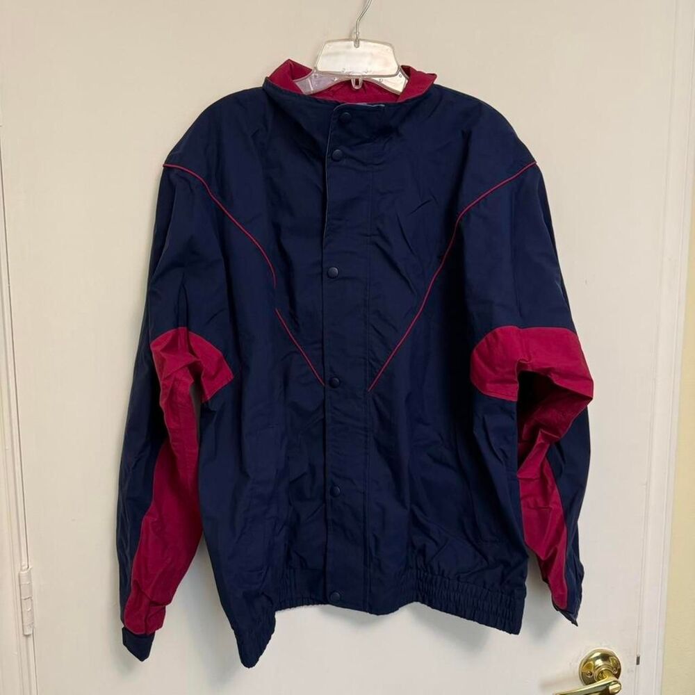 Vintage Wilson Men's Navy and Burgundy Jacket Men's XL Tennis, Golf Windbreaker